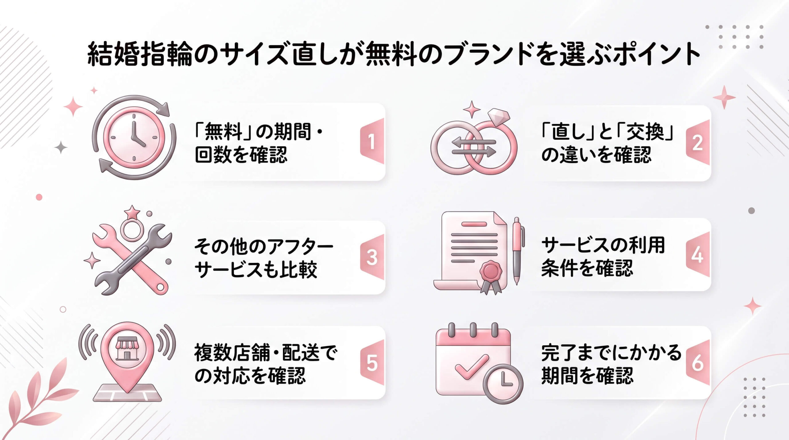 結婚指輪のサイズ直しが無料のブランドを選ぶポイント